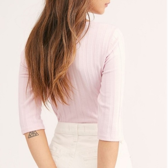 FREE PEOPLE CENTRA PARK PINK RIBBED TOP - Picture 7 of 8